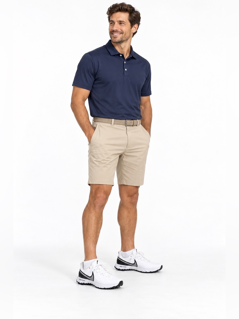 Nike Men's White Athletic Golf Shoes with Black Swoosh